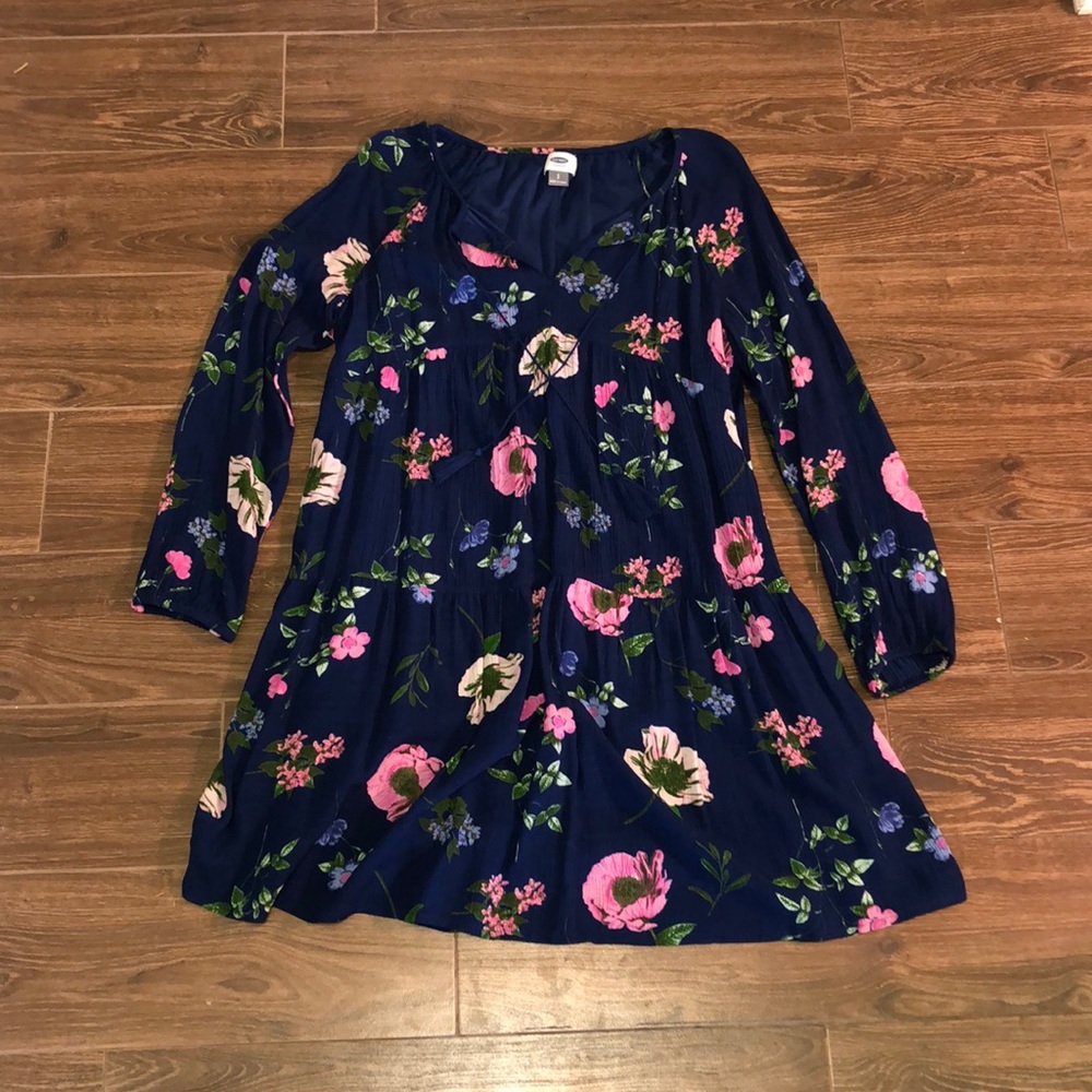 old navy women’s navy blue floral dress size small
